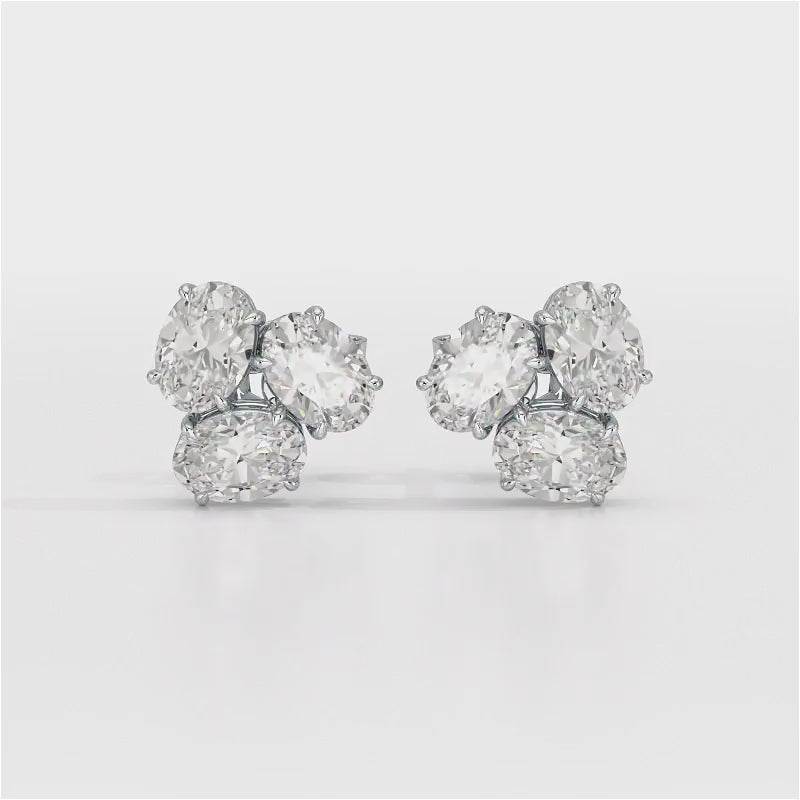3 CT Lab Diamond Pear Cut Three Stone Earrings