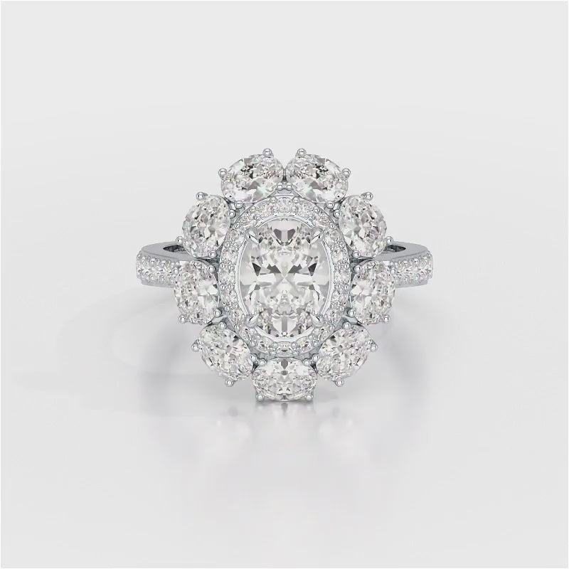 3.16 CT Halo Oval Cut Lab Diamond Ring