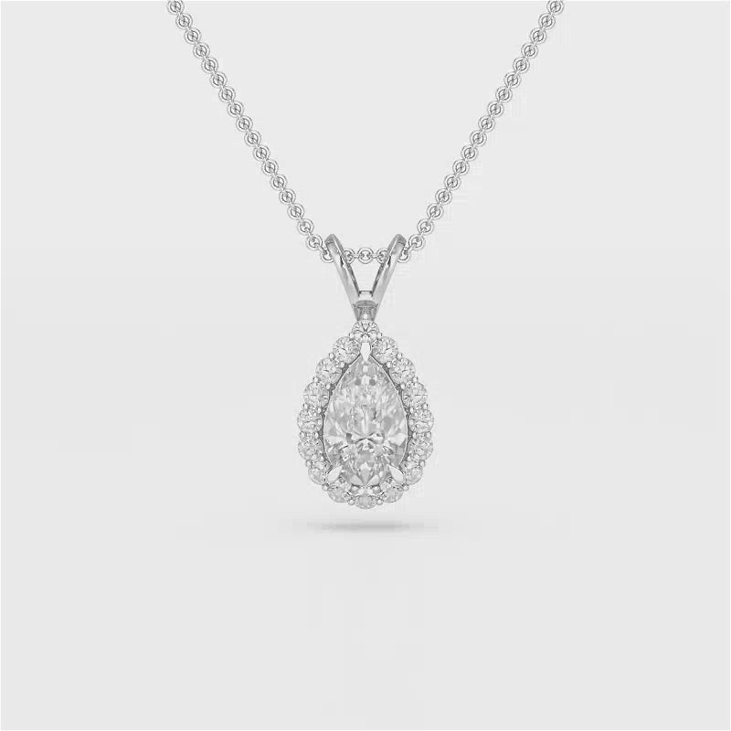 2 CT Halo Lab diamond Pear Cut Pendant