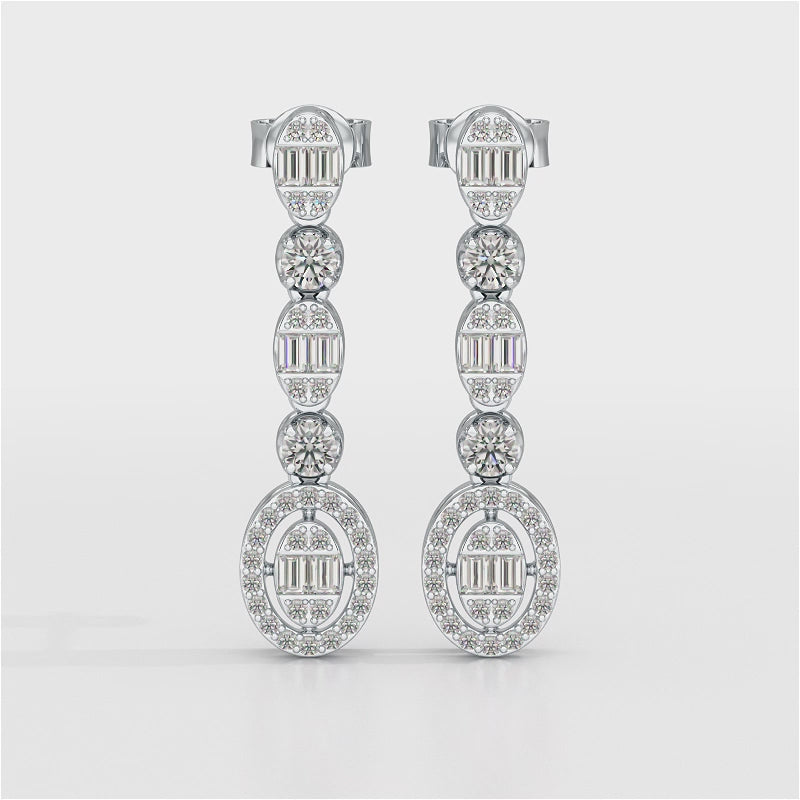 0.87 CT Baguette Cut White Gold Lab Diamond Earring