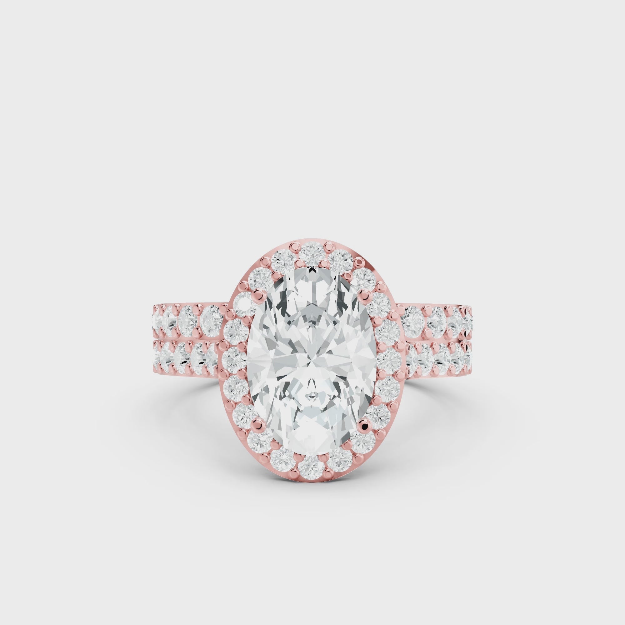 3.05 CT Oval Cut Twin Ring with Round Diamonds