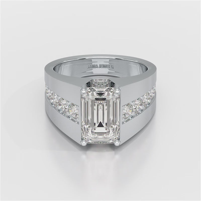 6 CT Emerald Cut Lab Diamond Men's Ring