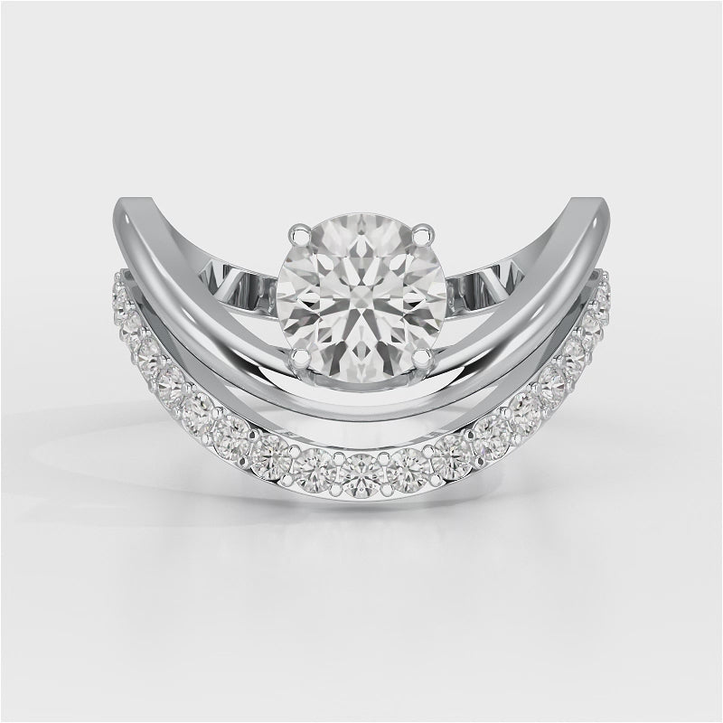 Curved Round Cut 1.3 CT Lab Diamond Ring