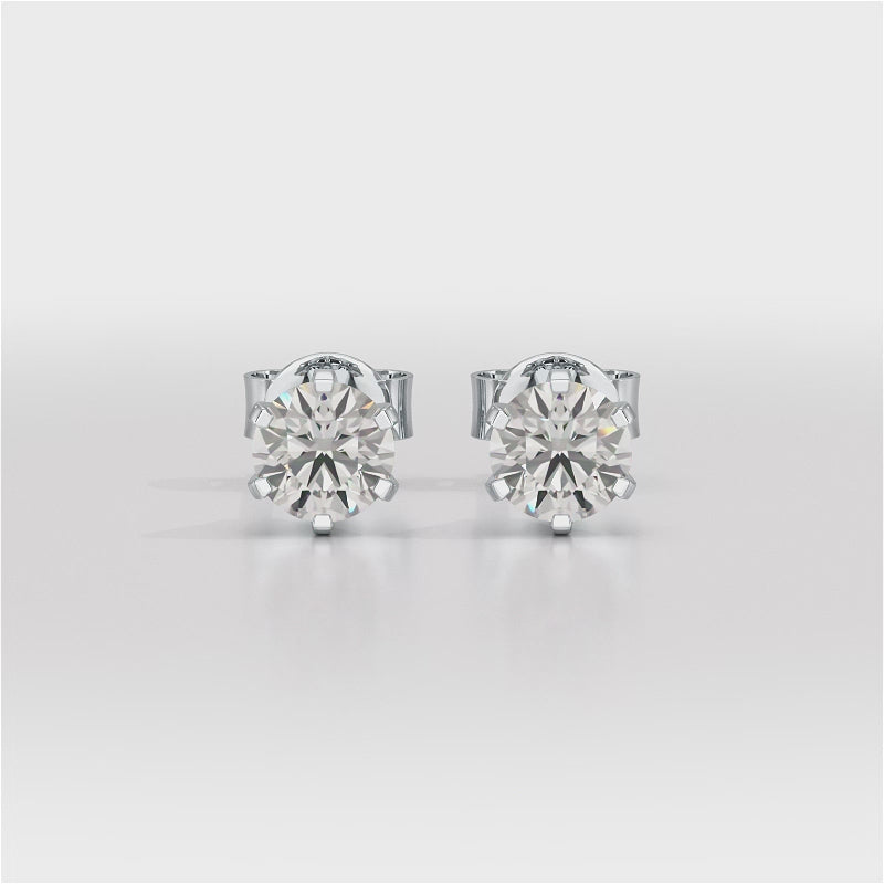 Simple Stud 0.84 CT Round Lab Diamond Earrings
