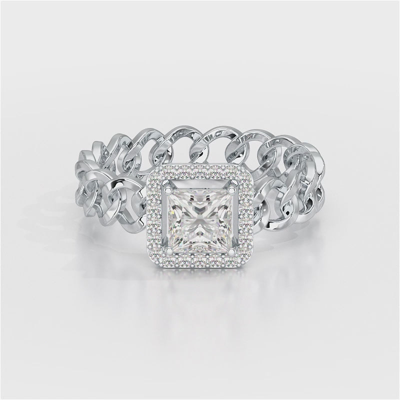 1.18 CT Princess Cut Halo Lab Diamond Ring