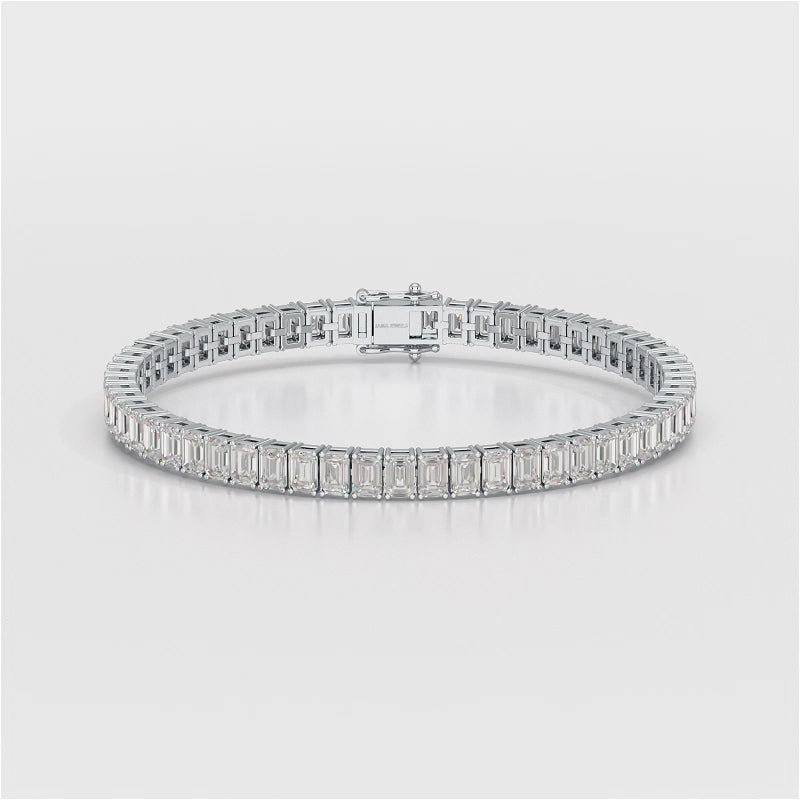 14.25 CT  Emerald Cut Tennis Lab Diamond Bracelet