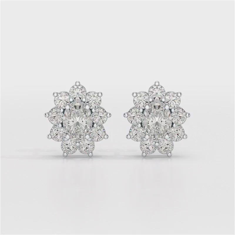 3.06 CT Lab Diamond Oval Cut Stud Earrings