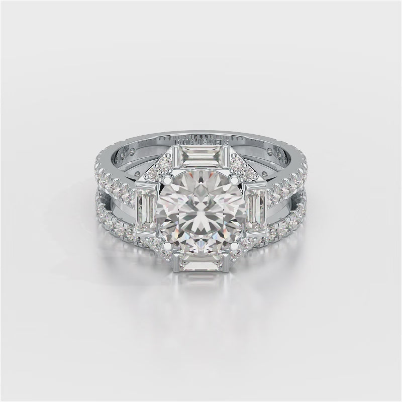 3.35 CT Octagonal Halo Lab Diamond Ring