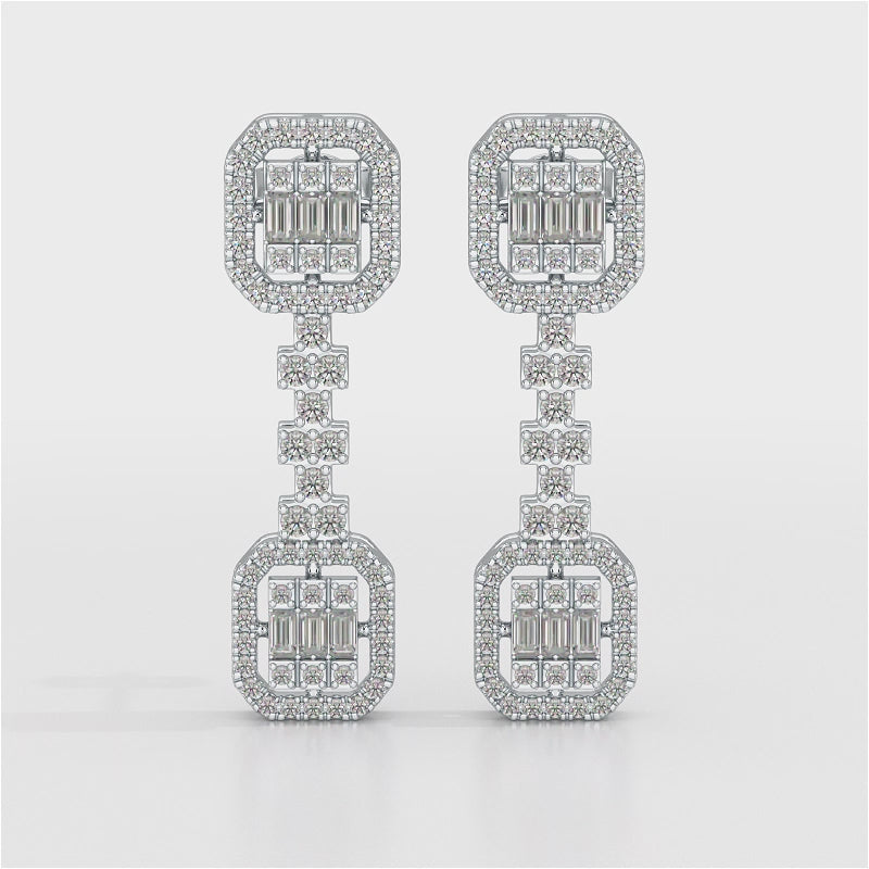 1.16 CT Baguette Cut Lab Diamond Drop Earring