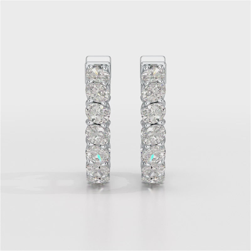 3.9 CT Oval Cut Lab Diamond Hoops Earrings