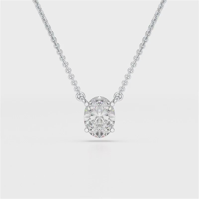 1 CT Oval Lab Grown Diamond Solitaire Pendant
