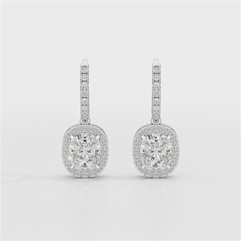 2.34 CT Lab Diamond Dangle Hoop Earrings