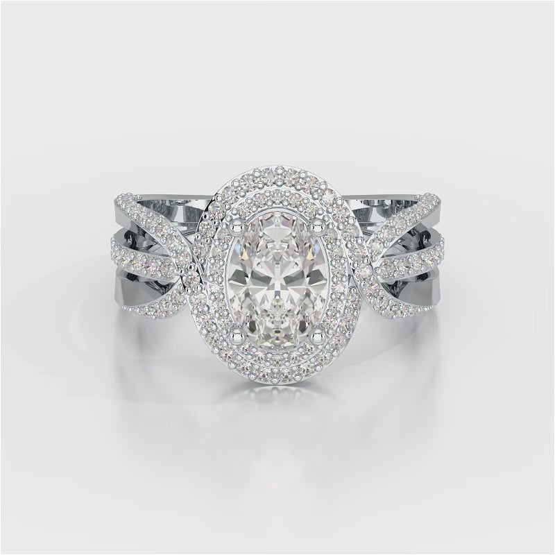 1.60 CT Oval Cut Diamond Halo Ring