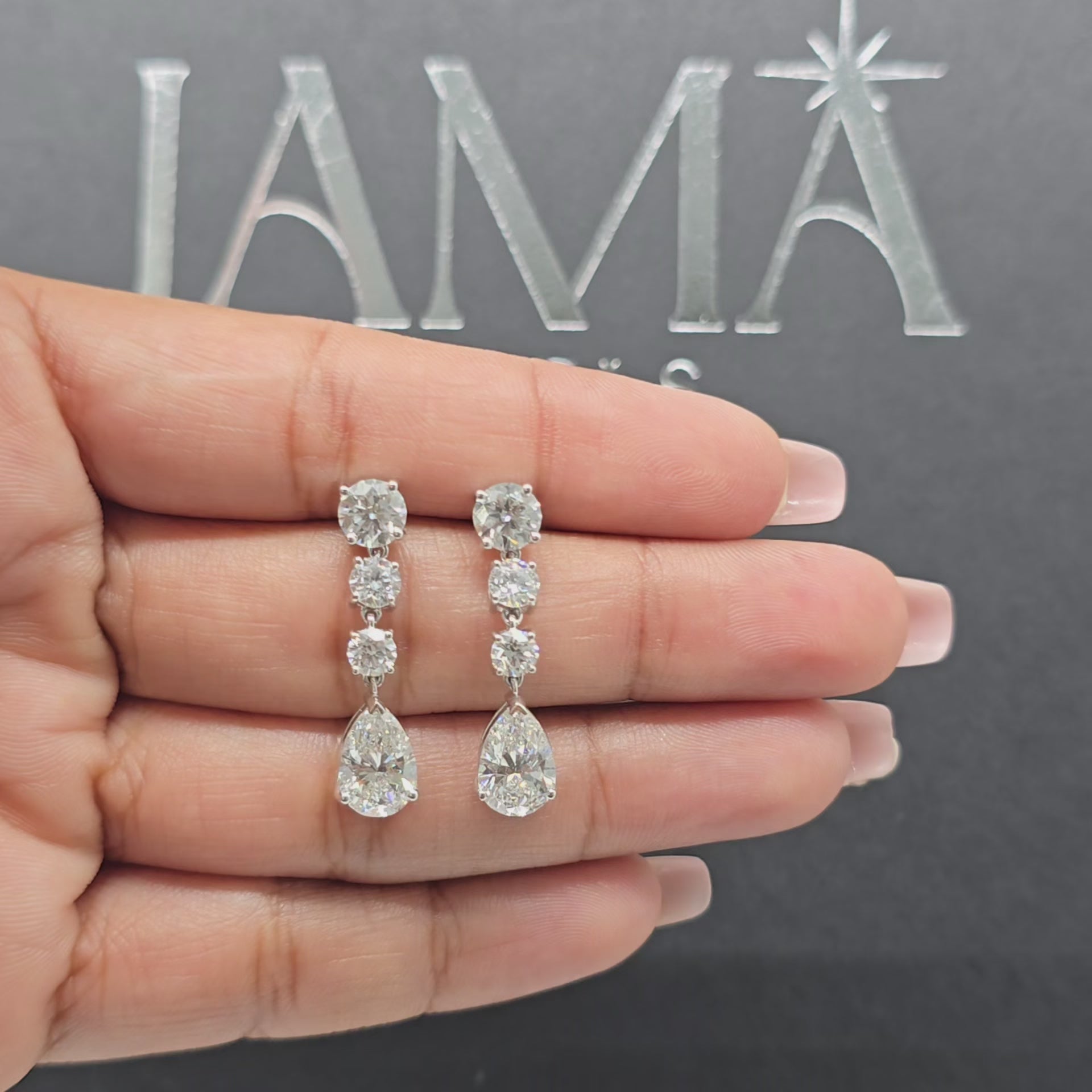 5.45 CT Pear & Round Cut Diamond Drop Earring (Ready for Delivery)