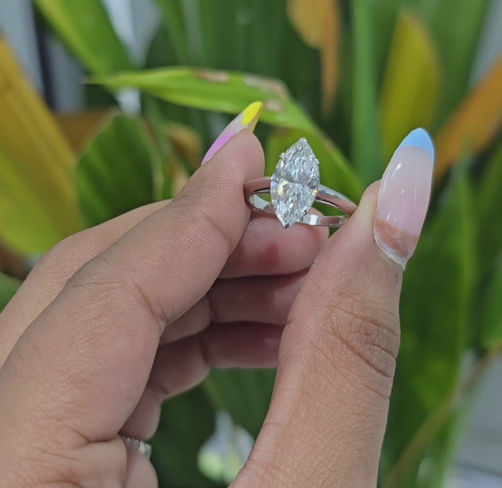 2.55 CT Marquise Cut Solitaire Lab Diamond Ring (Ready for Delivery)