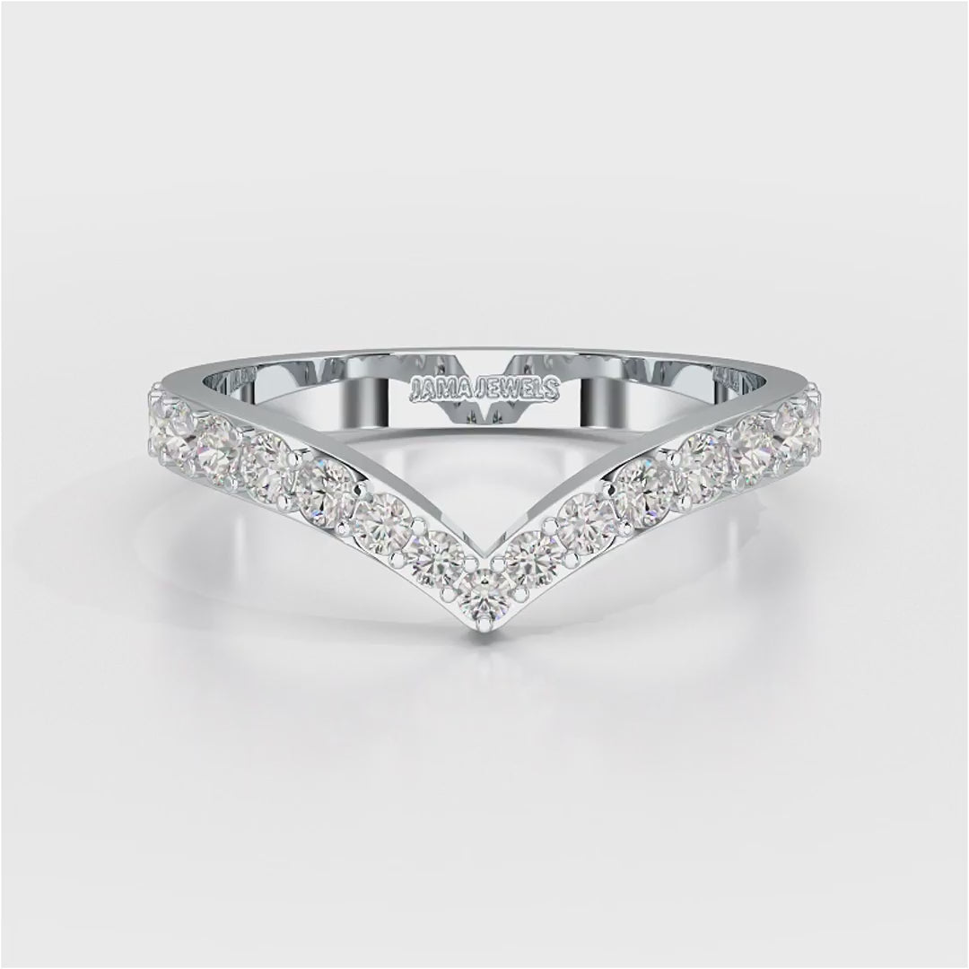 0.57 CT Half Eternity Round Cut Lab Diamond Ring