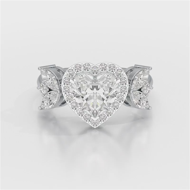 2.41 CT Lab Diamond Heart Cut Halo Ring
