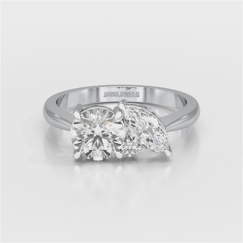 1.4 CT Marquise and Round Cut Lab Diamond Ring