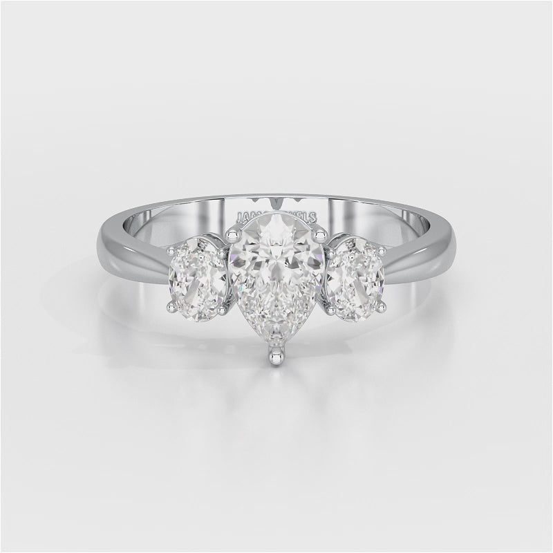 1.25 CT Three Stone Pear Oval Cut Lab Diamond Ring