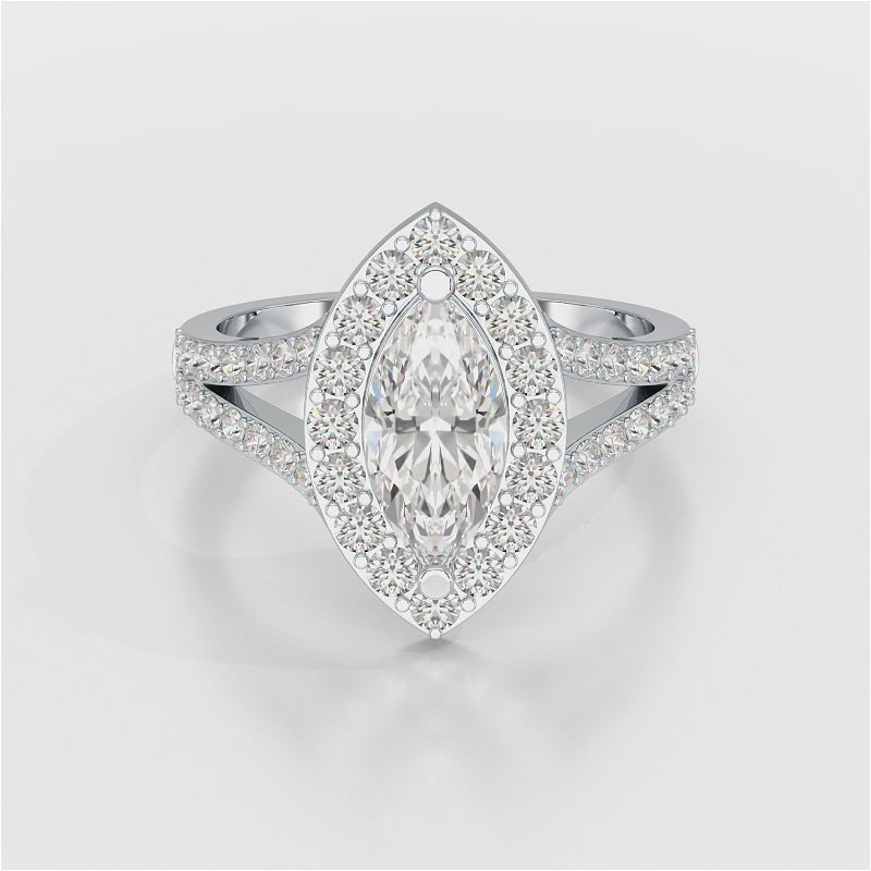 1.83 CT Marquis Cut Halo Lab Diamond Ring