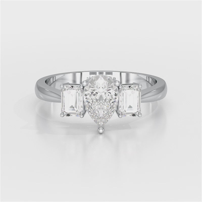 1.3 CT Three Stone Lab Diamond Engagement Ring