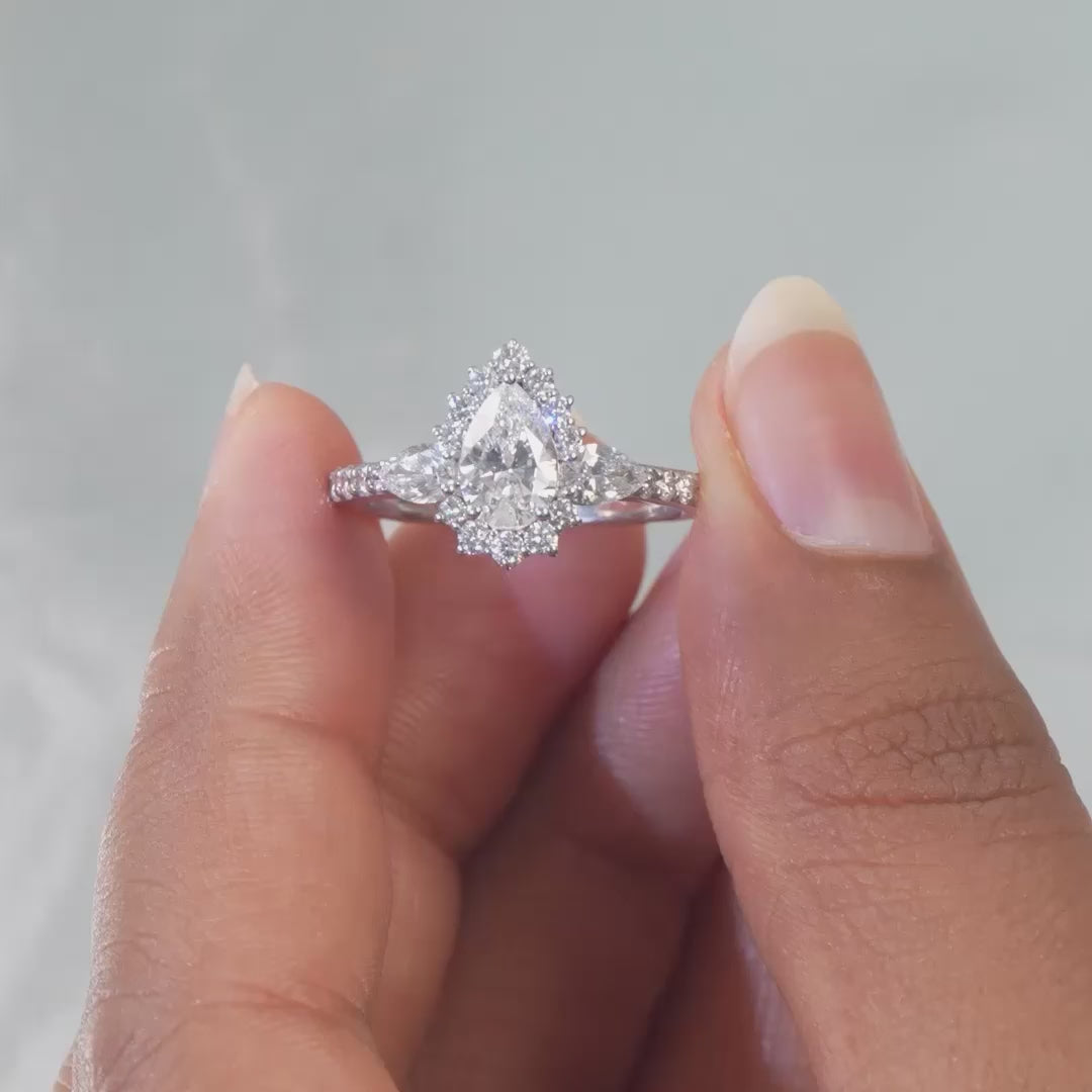1.9 CT Pear Cut Lab Diamond Engagement Ring