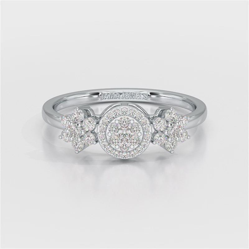 0.35 CT Round Cut Lab Diamond Engagement Ring