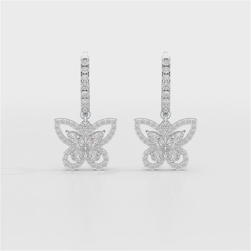 0.98 CT Lab Diamond Dangle Hoop Earrings