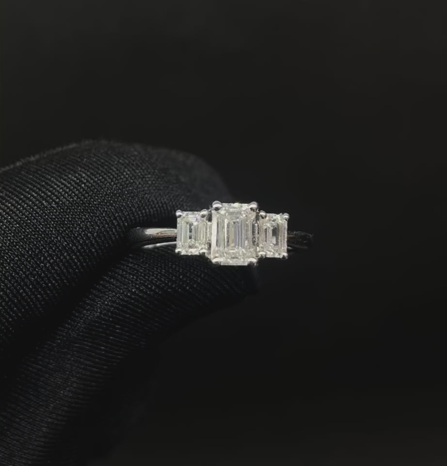 1.19 CT Emerald Shaped Lab Diamond Ring (Ready for Delivery)